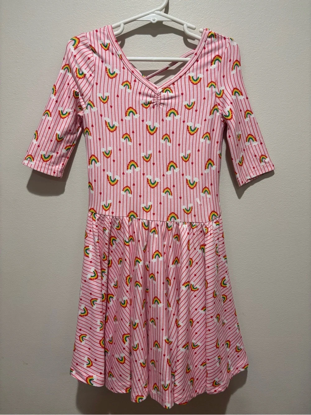 Dot Dot Smile Rainbow Heart Striped Skater Dress Soft Stretchy Back to School